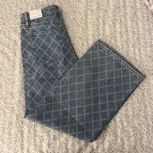 LOFT Women’s The Wide Leg Crop Patterned Jeans